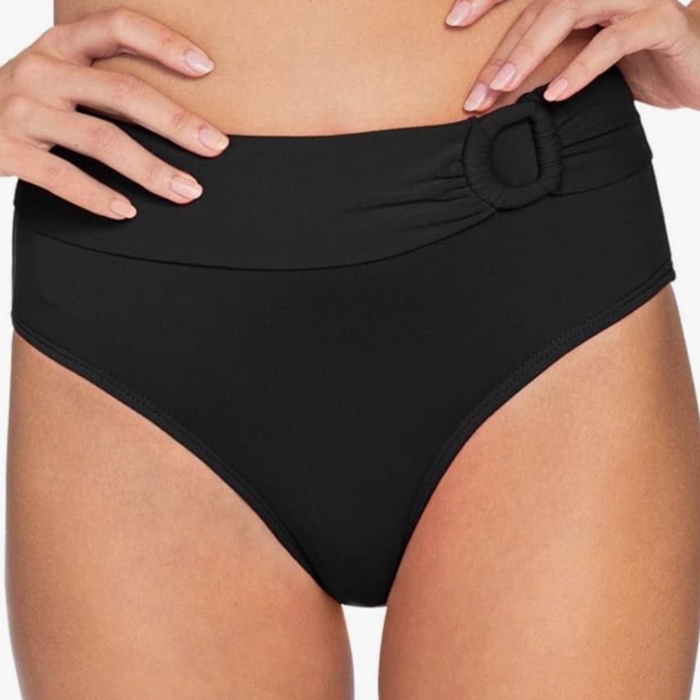 NWOT Robin Piccone Kate High Waist Swim bottoms in Black